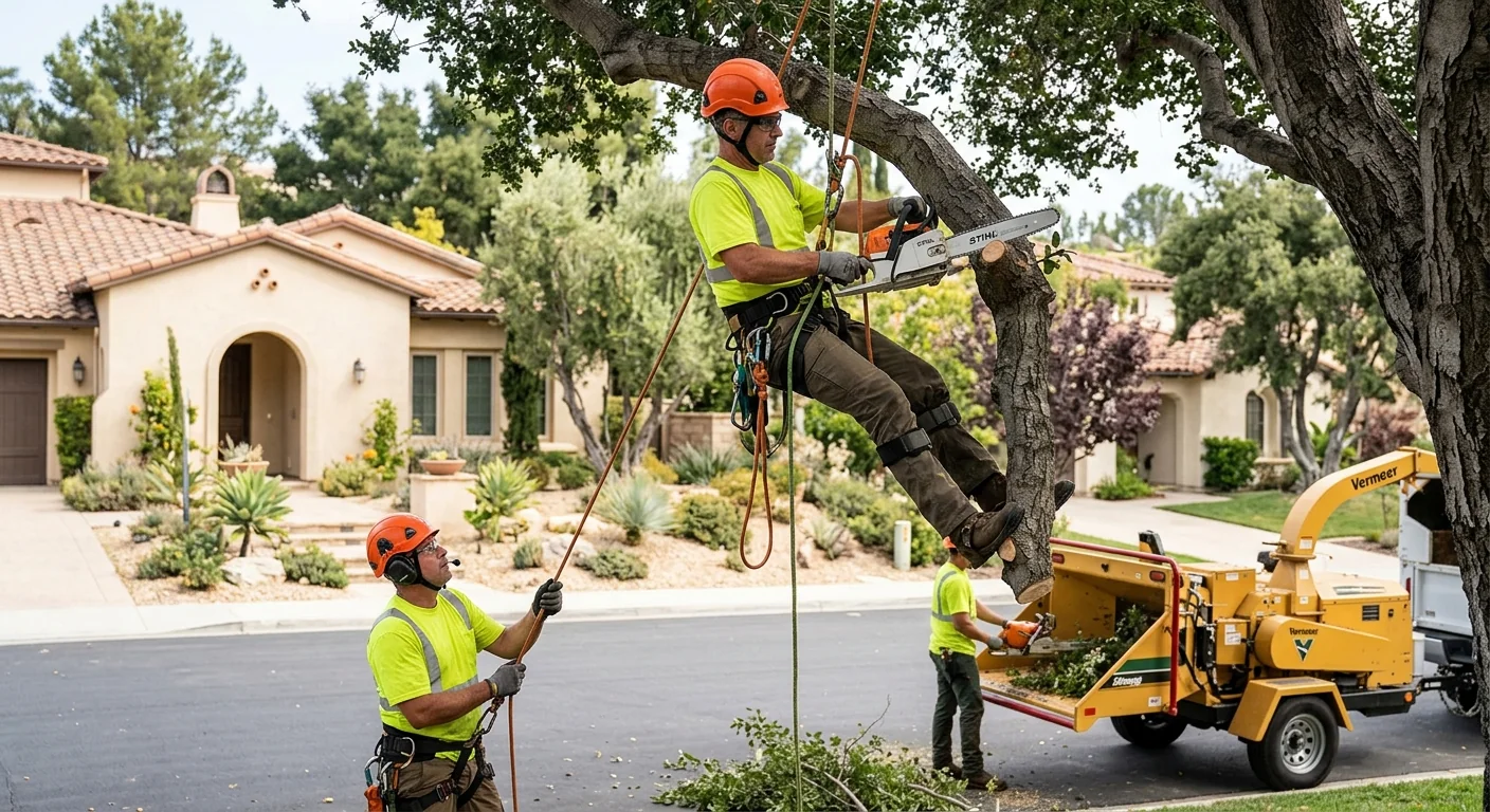 Estimator reviewing brush density and slope on a Westlake Village property