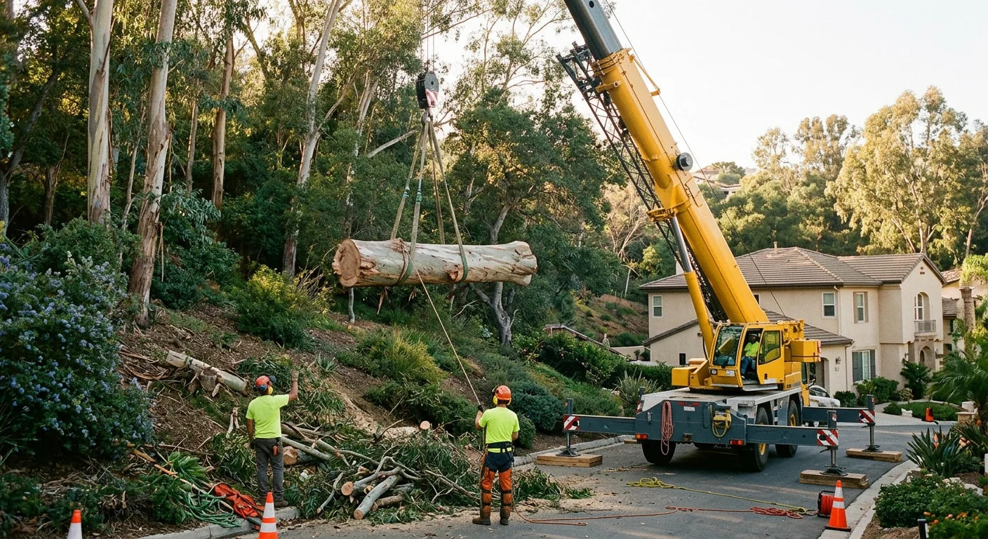 Hillside Eucalyptus Removal Over a Sloped Backyard