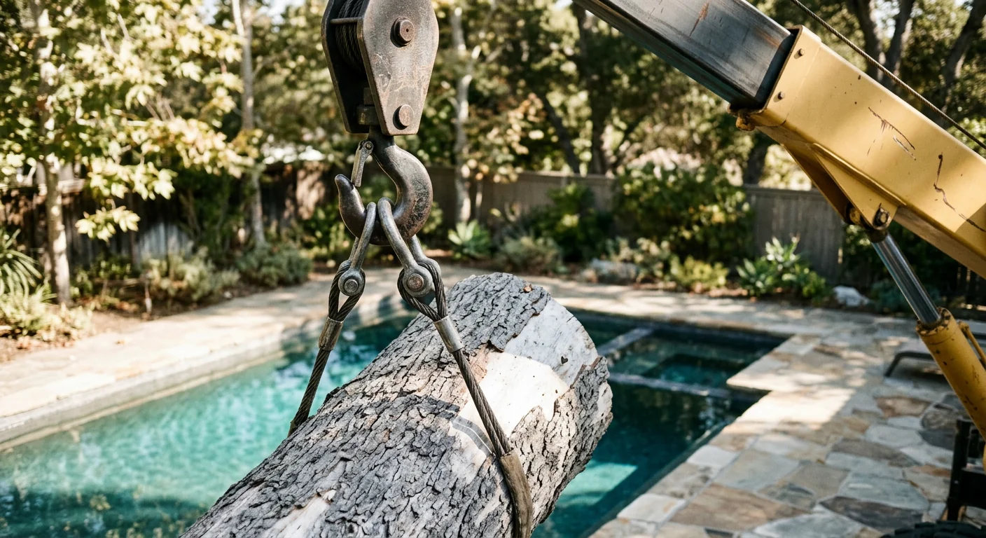 Large Sycamore Removal Beside a Backyard Pool