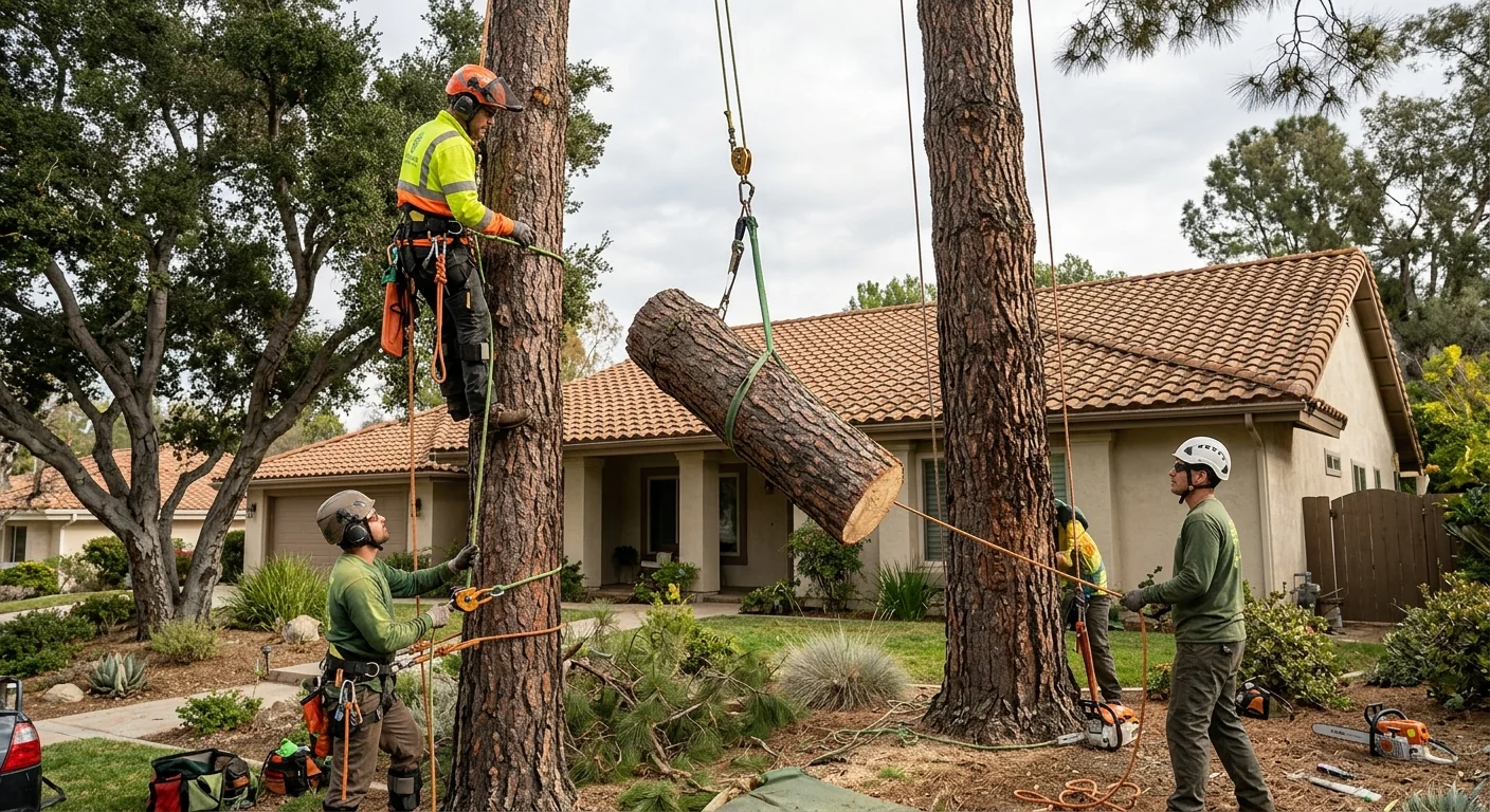 Storm-Damaged Pine Sectioned Safely