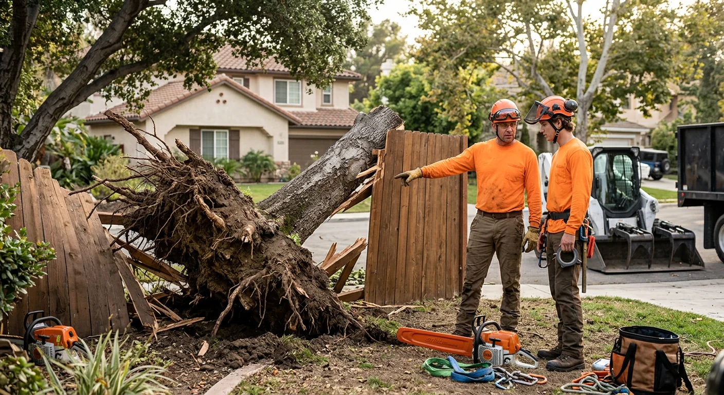 Uprooted Tree Cleared From Fence Line