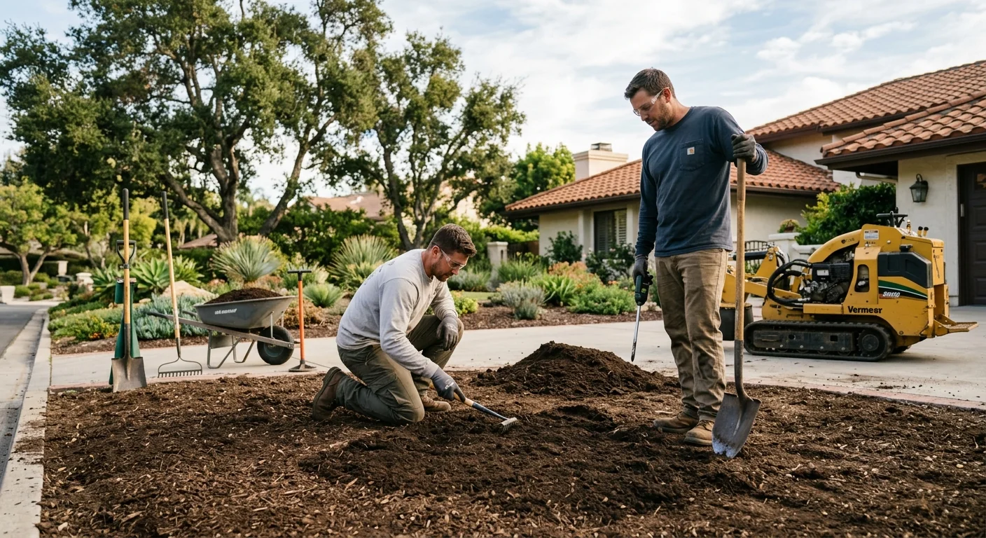 Cleared ground area ready for replanting after stump removal in Westlake Village