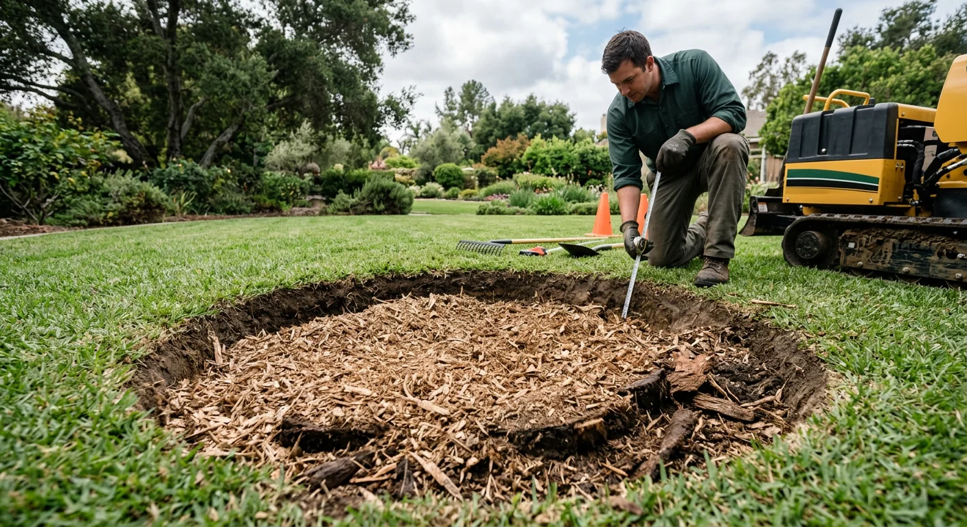 Backyard Oak Stump Ground Below Grade