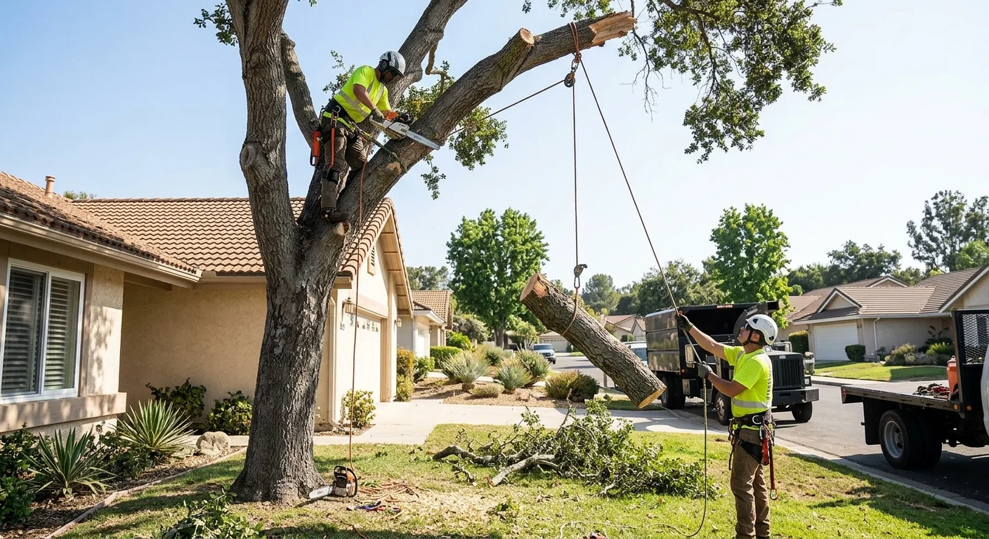 Storm-Damaged Oak Removal Near Roofline