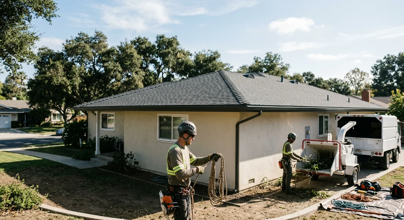 Rooftop Clearance Pruning Along a Single-Story Home